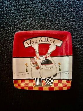 Certified International Red and Cream 'Wine & Dine' Chef Appetizer Plate
